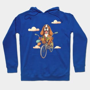 Cute cartoon dog basset hound bicycling Hoodie